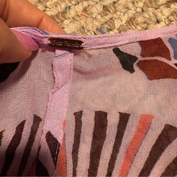 FREE PEOPLE Beneath The Sea Top In Lilac Oversized Sheer - Picture 6 of 7